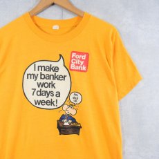 画像1: 70〜80's "I make my banker work 7 days a week!" シュールプリントTシャツ (1)