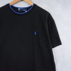 画像1: POLO Ralph Lauren ロゴ刺繍 鹿の子Tシャツ BLACK L (1)