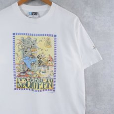 画像1: 90's Mary Engelbreit USA製 "IT'S GOOD TO BE QUEEN" イラストプリントTシャツ L (1)