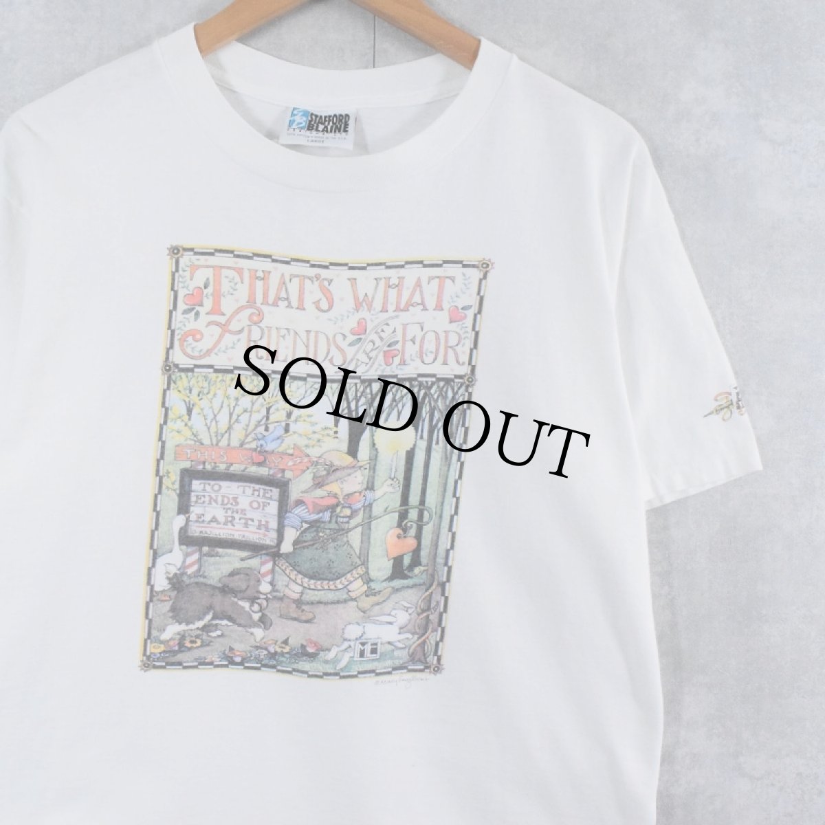 画像1: 90's Mary Engelbreit USA製 "THAT'S WHAT FRIENDS ARE FOR" イラストプリントTシャツ L (1)