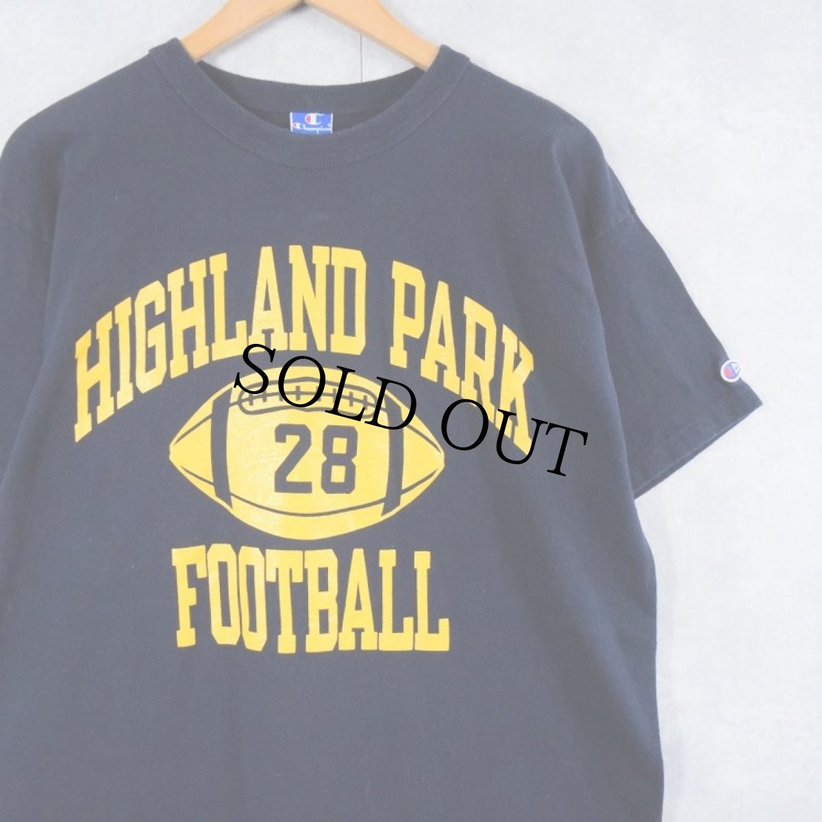 画像1: 90's Champion USA製 "HIGHLAND PARK FOOTBALL" プリントTシャツ NAVY XL (1)