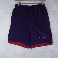 画像1: 90's Champion USA製 ロゴ刺繍 レイヤードデザイン スウェットショーツ MEDIUM (1)