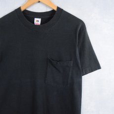 画像1: 90's FRUIT OF THE LOOM USA製 無地 ポケットTシャツ BLACK M (1)