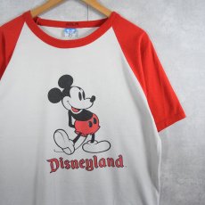 画像1: 80〜90's Disney MICKEY MOUSE USA製 キャラクタープリントラグランTシャツ XL (1)