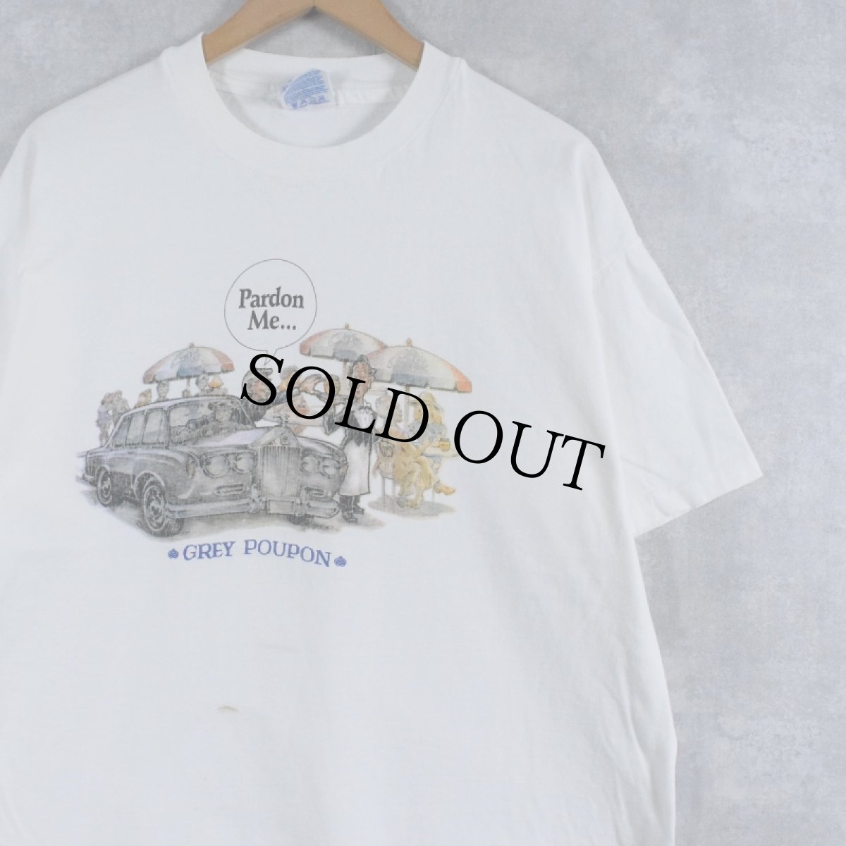 画像1: 90's GREY POUPON "Pardon Me..." マスタードメーカー イラストプリントTシャツ XL (1)