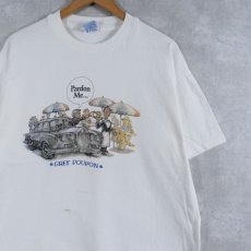 画像1: 90's GREY POUPON "Pardon Me..." マスタードメーカー イラストプリントTシャツ XL (1)