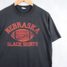 画像1: 80's USA製 "NEBRASKA BLACK SHIRTS" プリントTシャツ L (1)