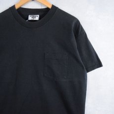 画像1: 90's Lee USA製 無地 ポケットTシャツ BLACK L (1)