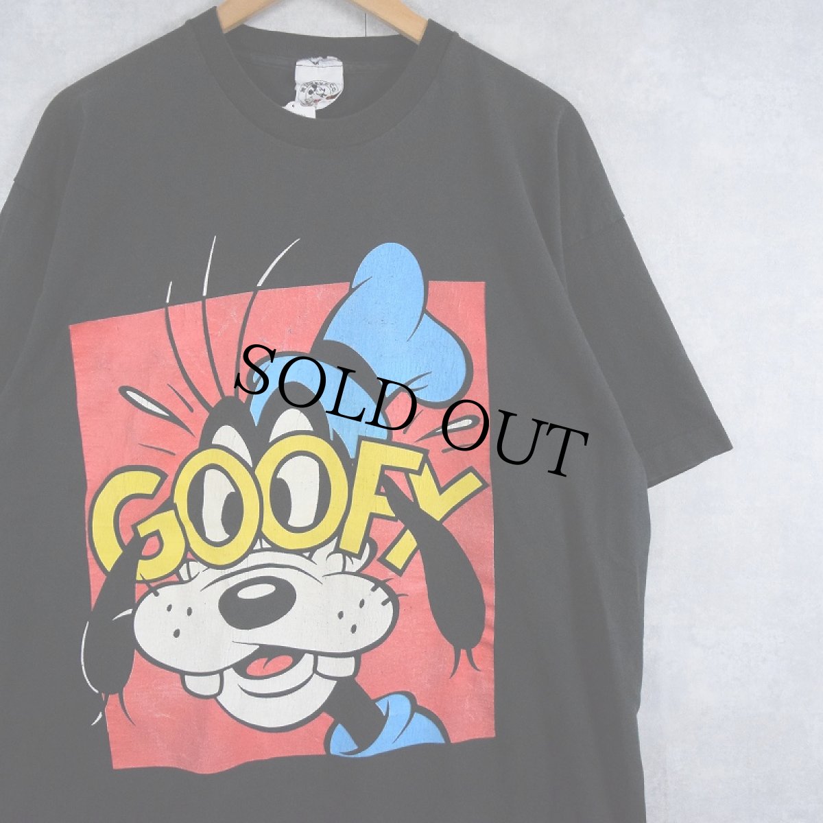 画像1: 90's Disney GOOFY キャラクタープリントTシャツ BLACK ONESIZE (1)