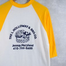 画像1: 70〜80's USA製 "THE L.HOLLOWAY & BRO.CO." プリントラグランTシャツ XL (1)