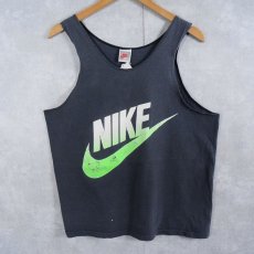 画像1: 90's NIKE USA製 銀タグ ロゴプリントタンクトップ BLACK M (1)