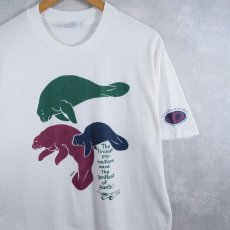 画像1: 90's explorations USA製 マナティイラストプリントTシャツ XL (1)