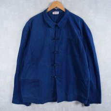 画像1: FRENCH WORK FEI-LON インディゴコットン カンフーシャツ SIZE60 (1)