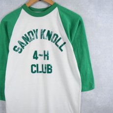 画像1: 70〜80's USA製 "SANDY KNOLL 4-H CLUB" プリントラグランTシャツ XL (1)