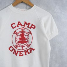 画像1: 80's USA製 "CAMP ONEKA" プリント 半袖ラグランスウェット S (1)