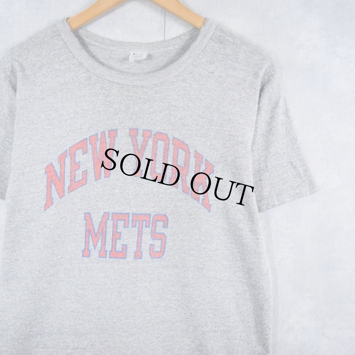 画像1: 80's Champion トリコタグ USA製 "NEW YORK METS" 染み込みプリントTシャツ L (1)