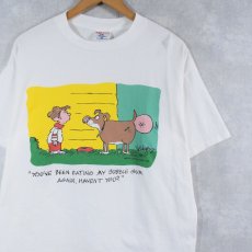 画像1: 90's LAFF Line USA製 シュールイラストTシャツ XL (1)