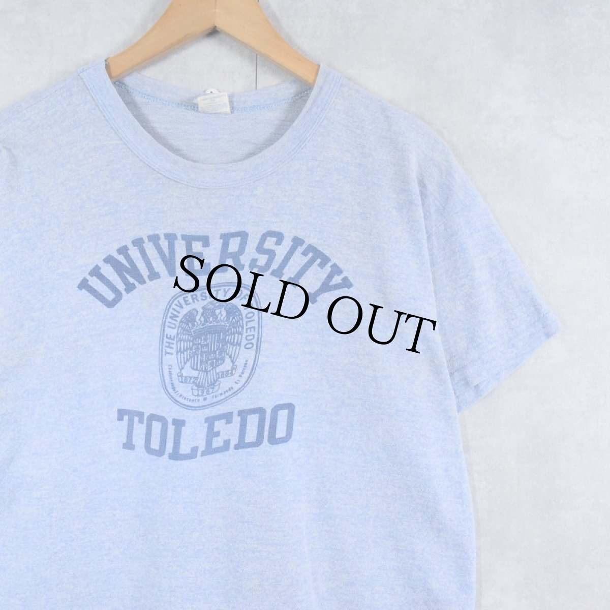 画像1: 70〜80's Champion バータグ USA製 "UNIVERSITY TOLEDO" 染み込みプリントTシャツ L (1)