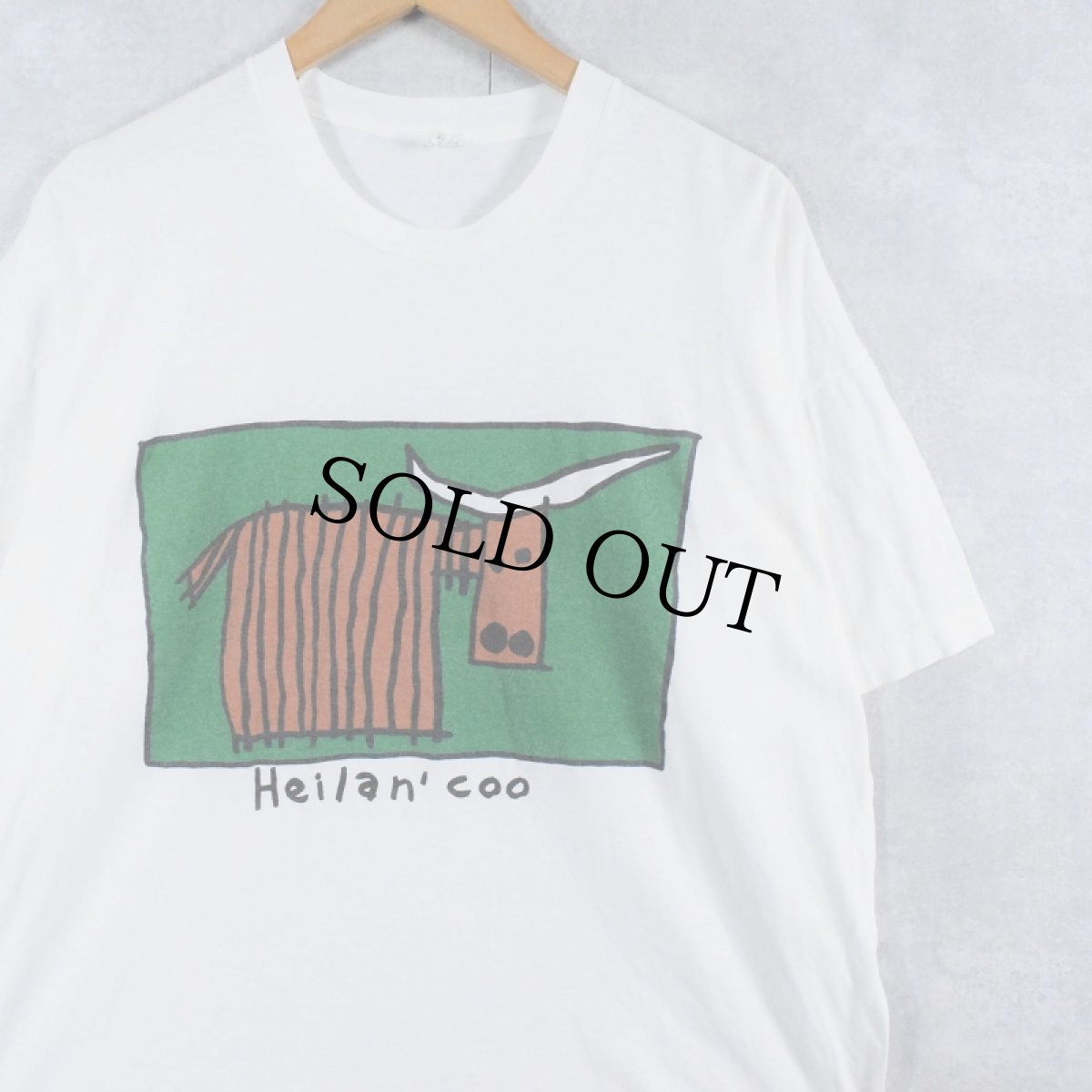 画像1: 80〜90's "Heilan' coo" 牛プリントTシャツ XL (1)