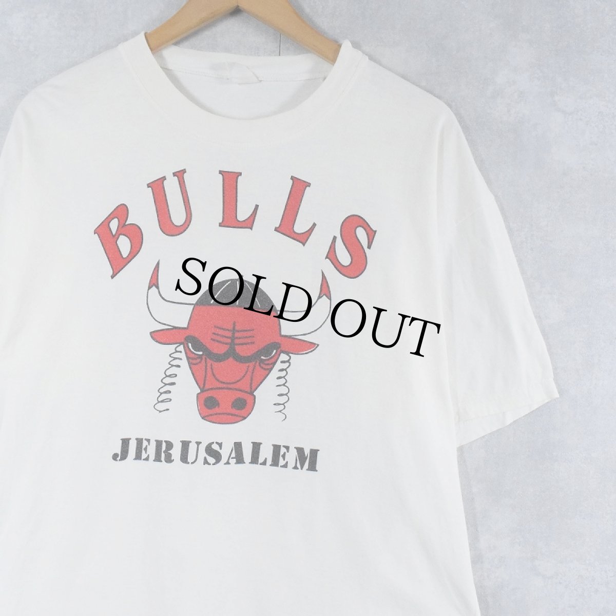 画像1: CHICAGO BULLS "JERUSALEM" NBAチーム パロディプリントTシャツ XL (1)