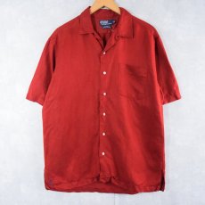 画像1: POLO Ralph Lauren "CALDWELL" シルク×リネンオープンカラーシャツ M (1)