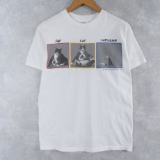 画像1: 90's Richard Watherwax USA製 "FAT CAT CAPSIZING" ネコプリントTシャツ M (1)