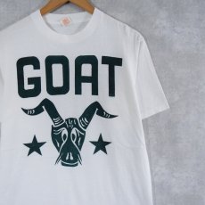 画像1: 80's GOAT 染み込みプリントTシャツ WHITE×GREEN L (1)