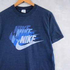 画像1: 【お客様専用ページ】70〜80's NIKE 社外タグ 4連ロゴプリントTシャツ NAVY L (1)