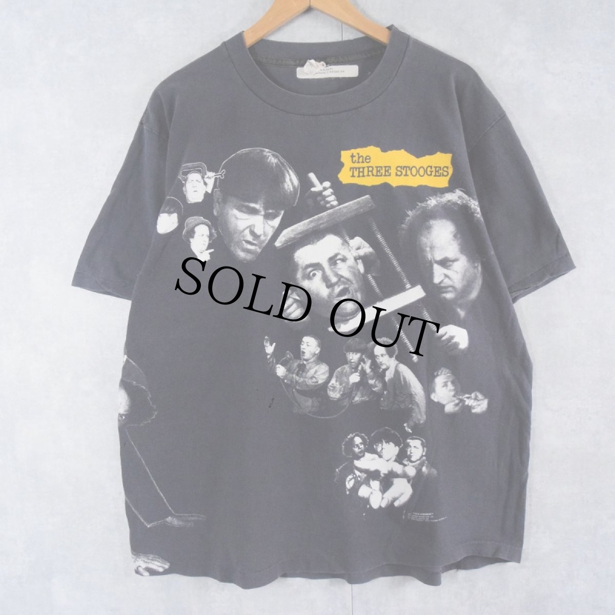 画像1: 90's The Three Stooges USA製 コメディアン 巻きプリントTシャツ XL (1)