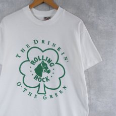 画像1: 90's ROLLING ROCK USA製 ビールロゴプリントTシャツ L (1)