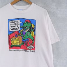 画像1: 90's John Baynham USA製 "Barney's no-good brother Eddie" イラストプリントTシャツ XL (1)