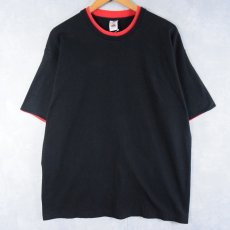 画像1: 90's FRUIT OF THE LOOM USA製 レイヤードデザイン無地Tシャツ BALCK L (1)