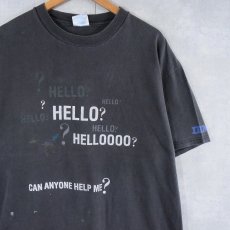 画像1: IBM "HELLO? HELLO? HELLOOOO?" コンピューター企業 ペンキペイントプリントTシャツ BLACK XL (1)