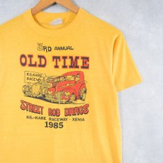 画像1: 80's USA製 "OLD TIME STREET ROD DRAGS" ドラッグレース イラストプリントTシャツ M (1)