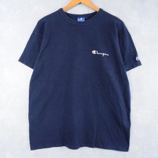 画像1: 90's Champion USA製 ロゴプリントTシャツ NAVY XL (1)