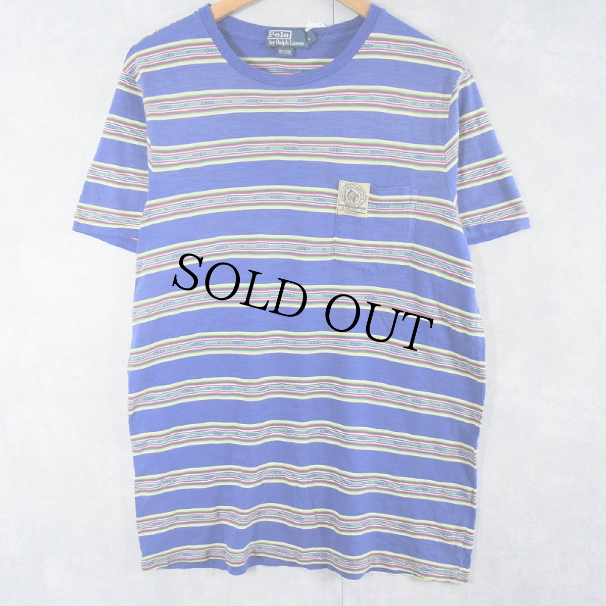 画像1: POLO Ralph Lauren ネイティブボーダー柄 ポケットTシャツ L (1)