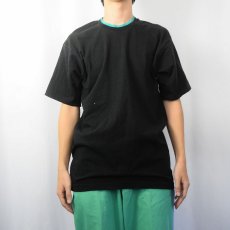 画像2: 90's FRUIT OF THE LOOM USA製 レイヤードデザイン無地Tシャツ BALCK L (2)