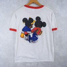 画像2: 80's "MICKEY MOUSE & MINNIE MOUSE" 黒人ミッキー キャラクターパロディリンガーTシャツ  (2)