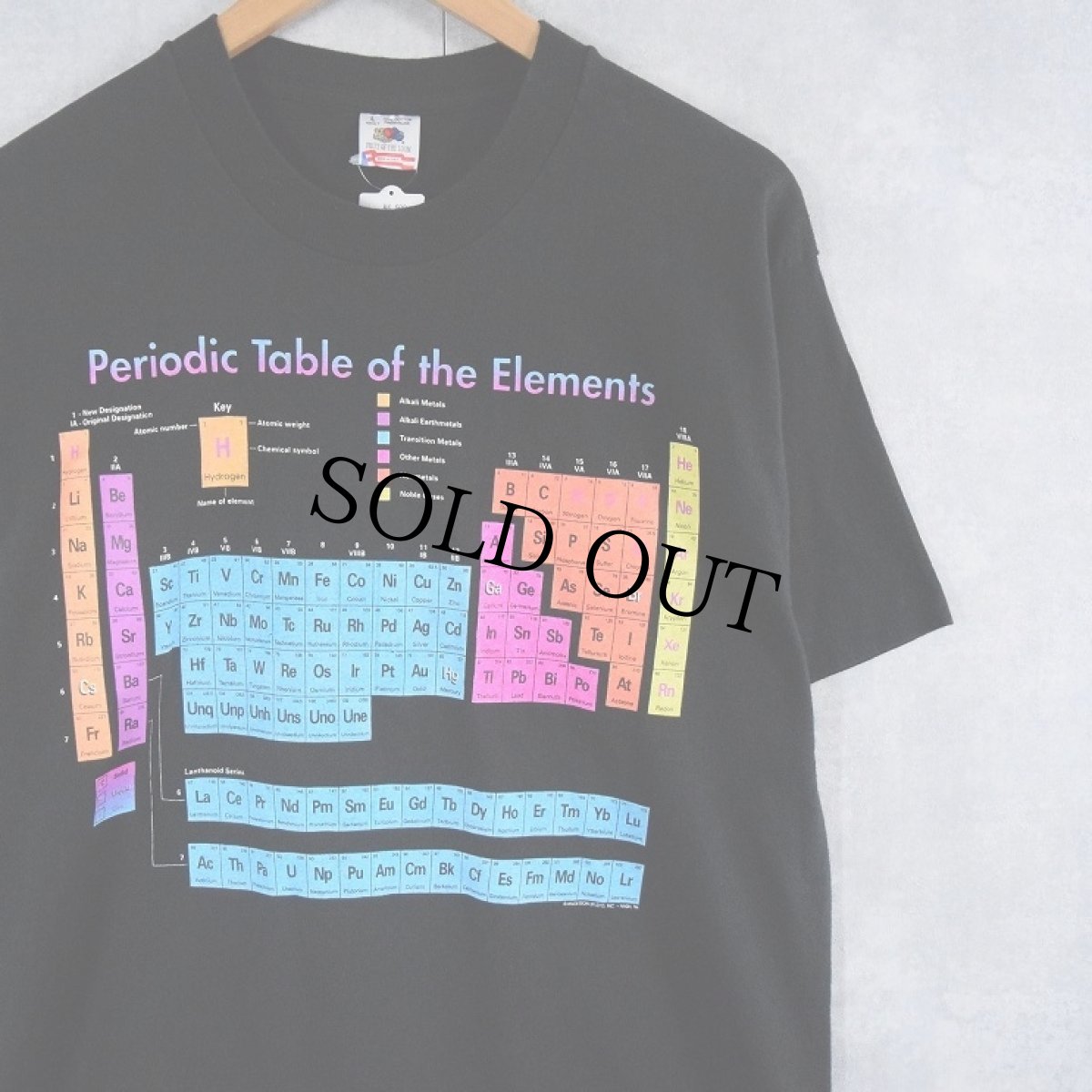 画像1: 90's USA製 "Periodic Table of the Elements" 周期表プリントTシャツ BLACK L (1)