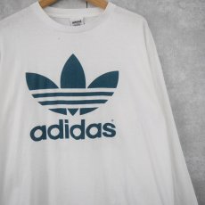 画像1: 80's adidas USA製 ロゴプリントロンT L (1)