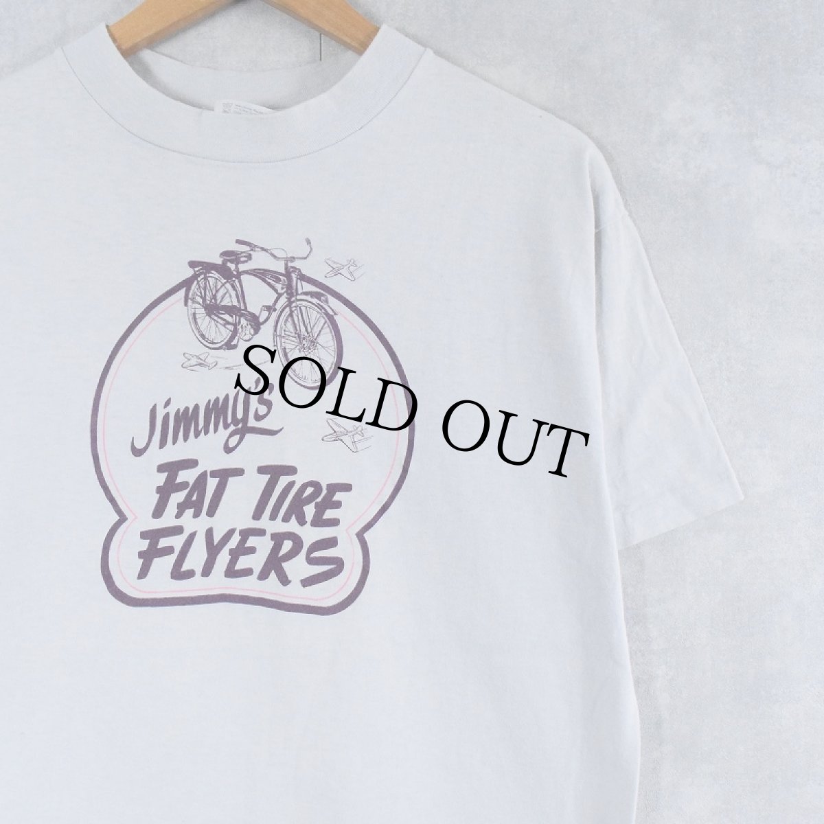 画像1: 80's JIMMY'S USA製 "FAT TIRE FLYERS Summer Tour '85" マウンテンバイクプリントTシャツ L (1)