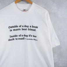 画像1: 90's Groucho Marx USA製 "Outside of a dog..." 名言プリントTシャツ XL (1)