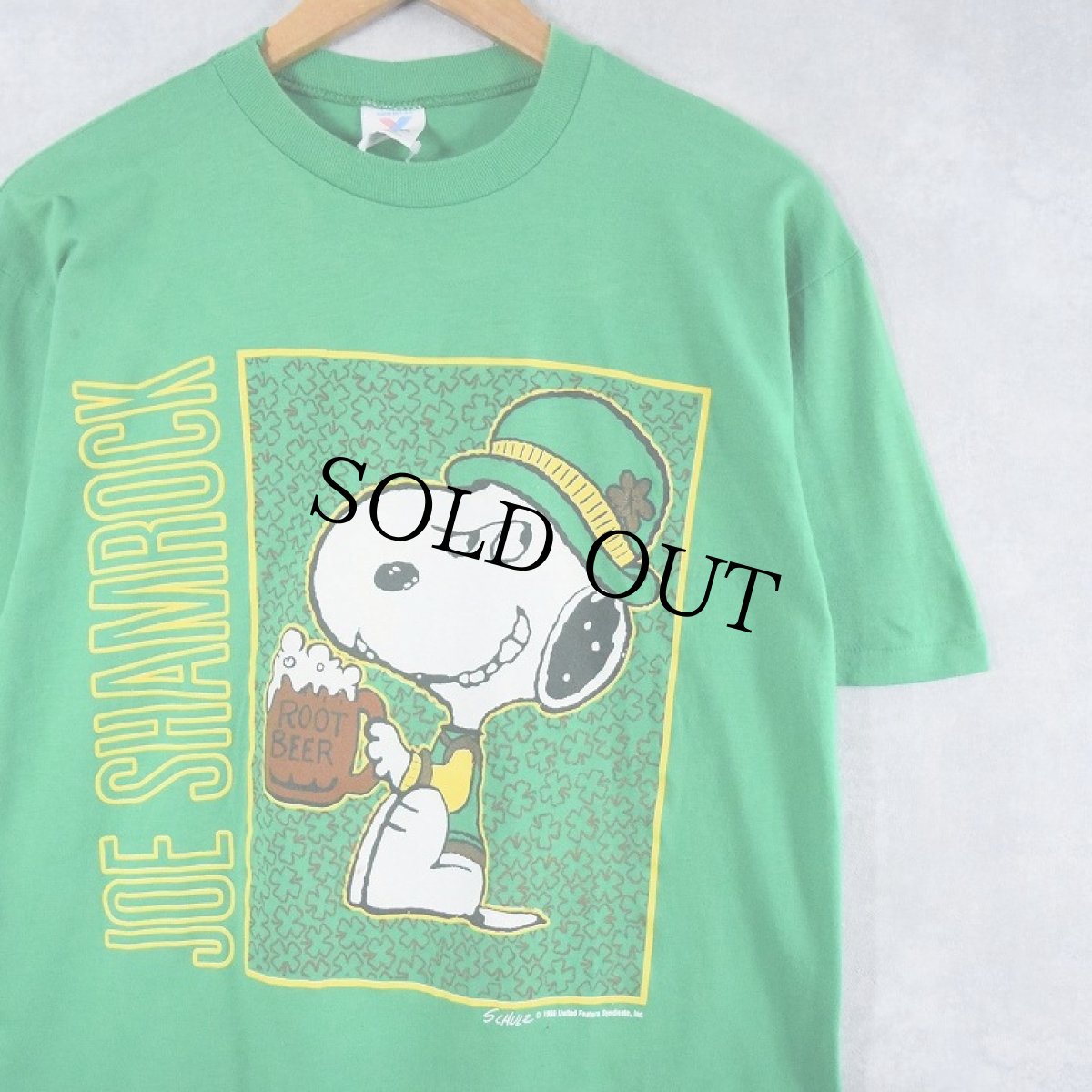 画像1: 80〜90's SNOOPY USA製 "JOE SHAMROCK" ラメプリント キャラクターTシャツ M (1)