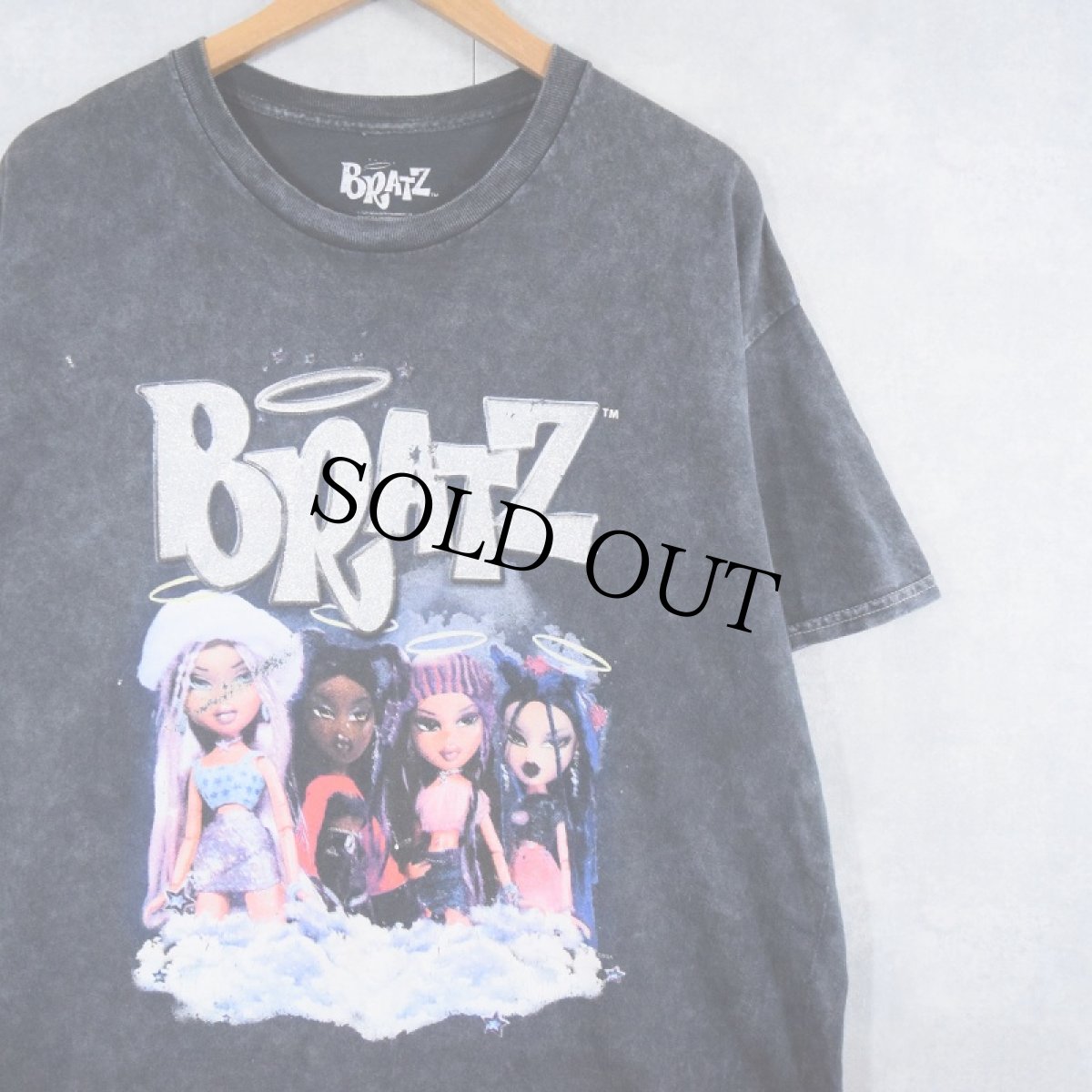 画像1: BRATZ ケミカルウォッシュ ラメプリントTシャツ XL (1)