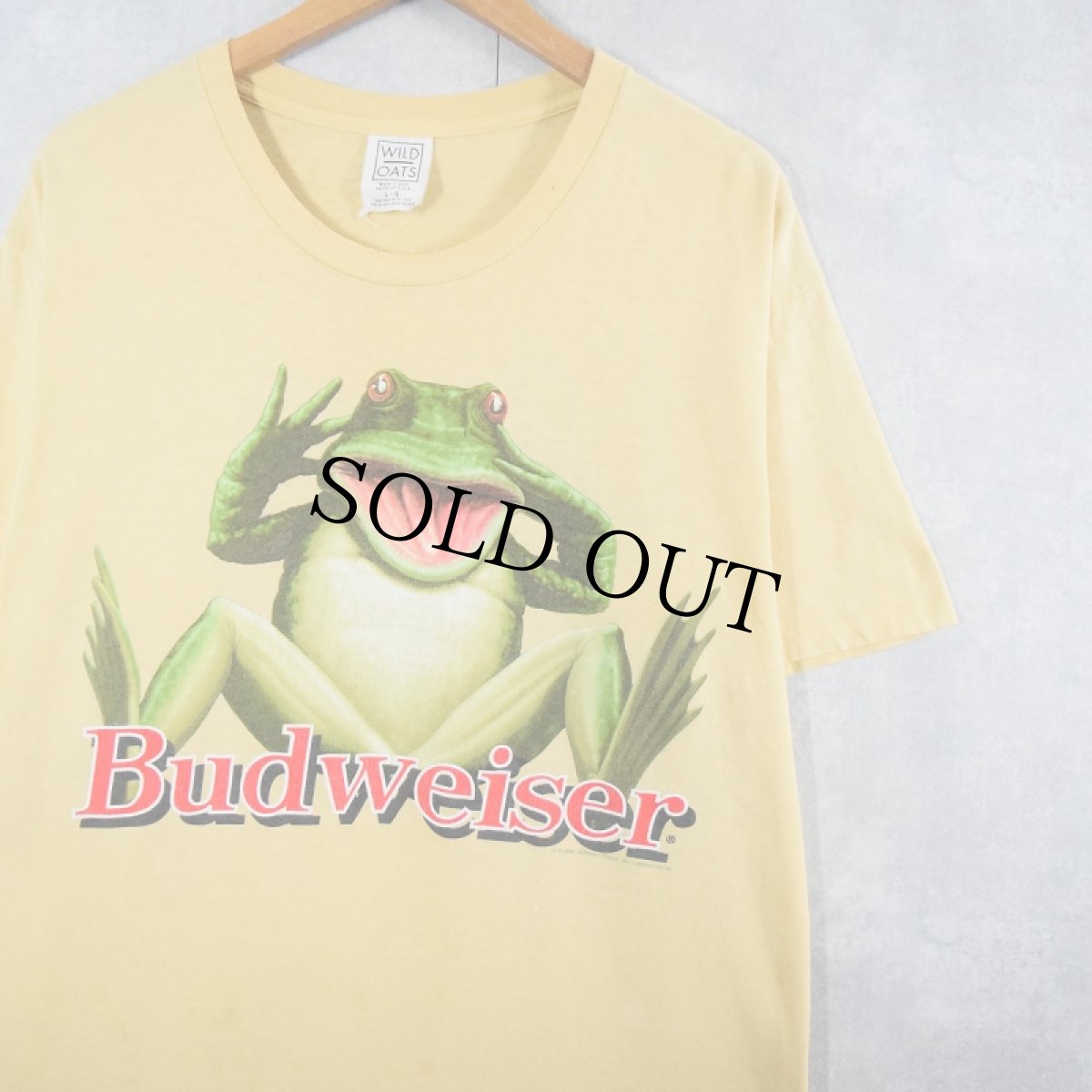 画像1: 90's Budweiser USA製 ビールメーカー カエルプリントTシャツ L (1)