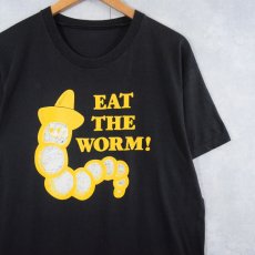 画像1: 80's Monte Alban Mezcal USA製 "Eat the worm!" リキュールTシャツ BLACK L  (1)