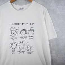 画像1: 90's PRIMESTAR PIONEER USA製 "FAMOUS PIONEERS" アートプリントTシャツ L (1)