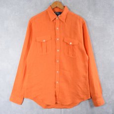 画像1: POLO Ralph Lauren "CUSTOM FIT" リネンシャツ M (1)