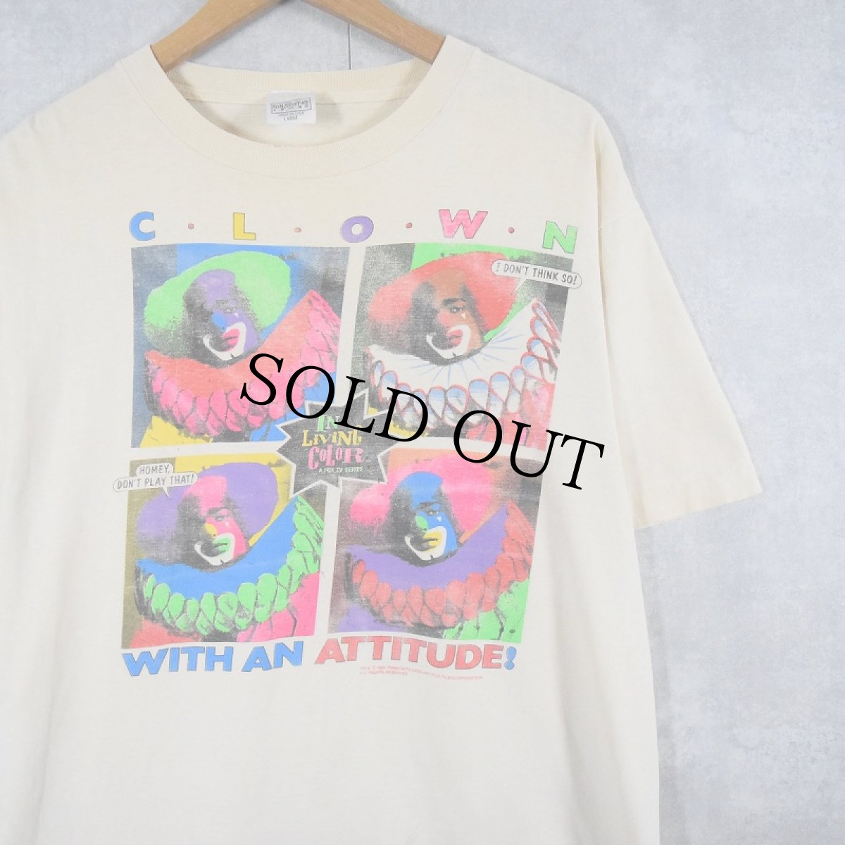 画像1: 90's In Living Color USA製 "CLOWN" TV番組 プリントTシャツ L (1)