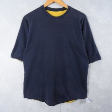 画像1: 80's RUSSEL ATHELETIC USA製 ダブルフェイス リバーシブルTシャツ NAVY L (1)